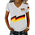 thumbnail image 1 of Women's Germany Football Graphic T-Shirt, V-Neck Casual Letter Print T-Shirt, Fashion Short Sleeve Graphic Tee, Summer Daily Lightweight Tops for Soccer Tournament 2026 White Size: 2XL, 1 of 4