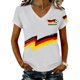 thumbnail image 1 of Women's Germany Football Graphic T-Shirt, V-Neck Casual Letter Print T-Shirt, Fashion Short Sleeve Graphic Tee, Summer Daily Lightweight Tops for Soccer Tournament 2026 White Size: 2XL, 1 of 4