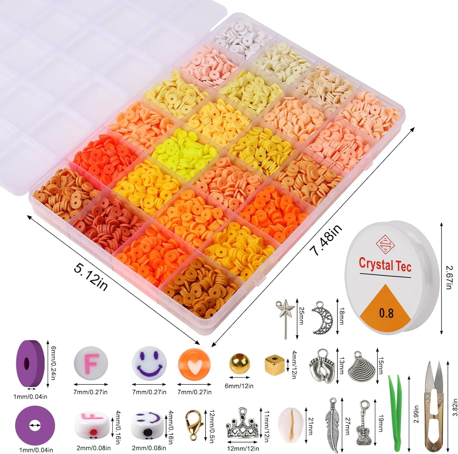 23000Pcs Clay Beads Bracelet Making Kit, 6Boxes 125Colors Friendship Polymer Beads and 5 Styles Letter Beads with Jewelry Making Accessories and 3 Rolls Crystal Cord for Crafts Christmas Gifts