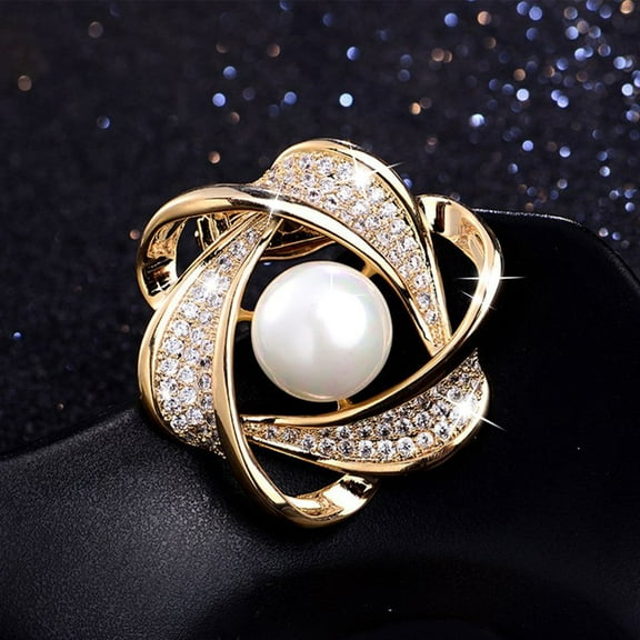 Gold Brooches for Women Rhinestone Scarf Ring Buckle Clip Scarf Clip Versatile Brooch