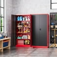 thumbnail image 2 of AUHUP 72" Metal Cabinet with 4 Adjustable Shelves, Garage Storage Cabinets with Locking Doors,Tool Storage Cabinet for Home Office,Warehouse,Workshop(Red Black), 2 of 9