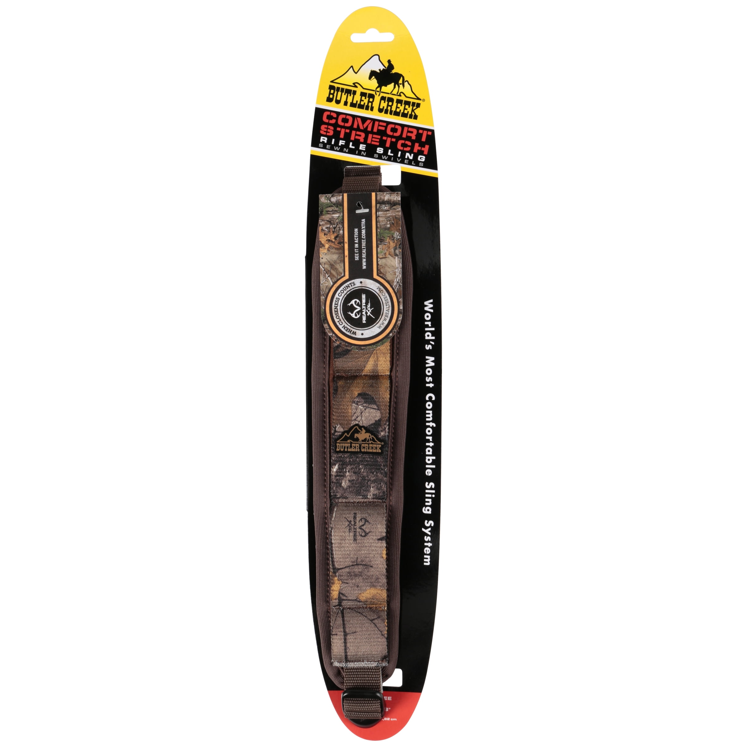 Butler Creek 181019 Comfort Stretch Rifle with Swivel 44" x 2.5" 1" Swivel Neoprene Realtree Xtra