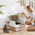 thumbnail image 2 of PawHut Cat Litter Box Easy-Clean Enclosure with Scoop & Flip Lid White, 2 of 10