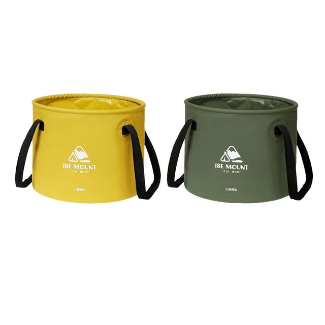 Set de 2 Cubos Plegables Ovalados de 10 Litros con Diseño Innovador Amarillo verde