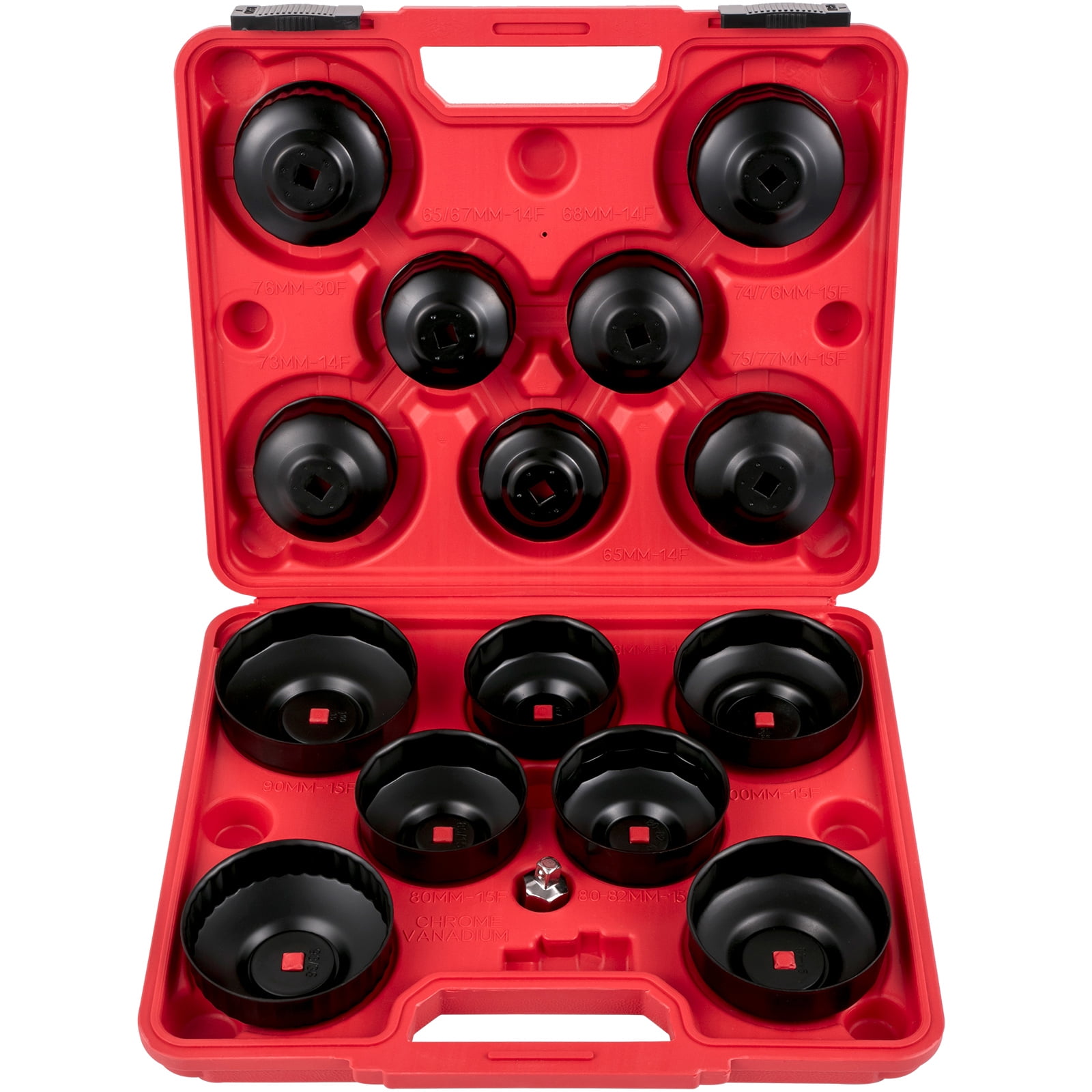 VEVOR Oil Filter Socket Set 14 Pcs Oil Filter Wrench Set, Sturdy Steel Oil Filter Socket 3/8" Oil Filter Socket, Low Profile Oil Filter Socket Set For Easy Access, Oil Filter Wrench Cap Set w/ Case