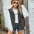 thumbnail image 3 of XBASW Women's Denim Jean Vest Loose Washed Waistcoat Summer Cotton Sleeveless Jacket S-XL, 3 of 5
