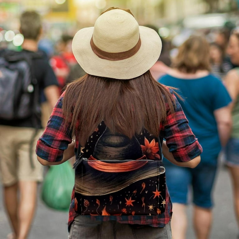 Witch Hat Large Leather School Bags Cute Backpacks with Printed