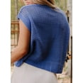 thumbnail image 2 of Women'S American Flag Sweater Cap Sleeve Crop Tops Crew Neck Loose Fit Knit Sweater Pullover Top Blue M, 2 of 9