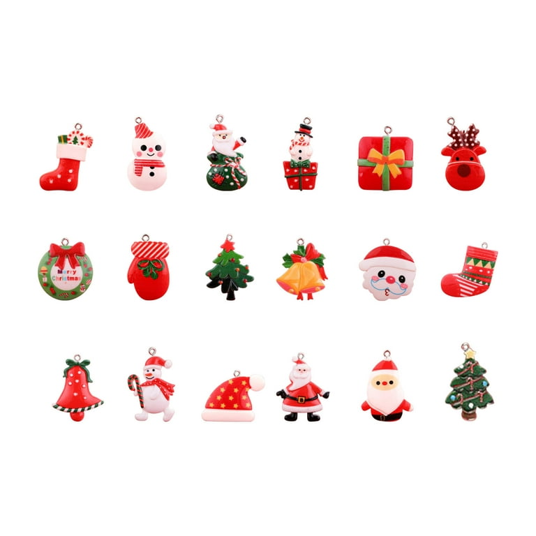 Aoksee Christmas Decorations 18 Pcs Christmas Miniature Decorations, Resin Christmas Miniature Christmas Tree, Snowman and Santa Claus Statue, used
