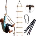 thumbnail image 1 of Wooden Ladder with Carabiners,Children's Rope Ladder,Tree Ladder Play Equipment,Swing Climbing Toys,Rope Ladder Seesaw, 1 of 4