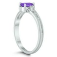 thumbnail image 2 of SZUL Women's 6X4MM Amethyst and Diamond Pear Shaped Open Three Stone Ring in 10K White Gold, 2 of 4