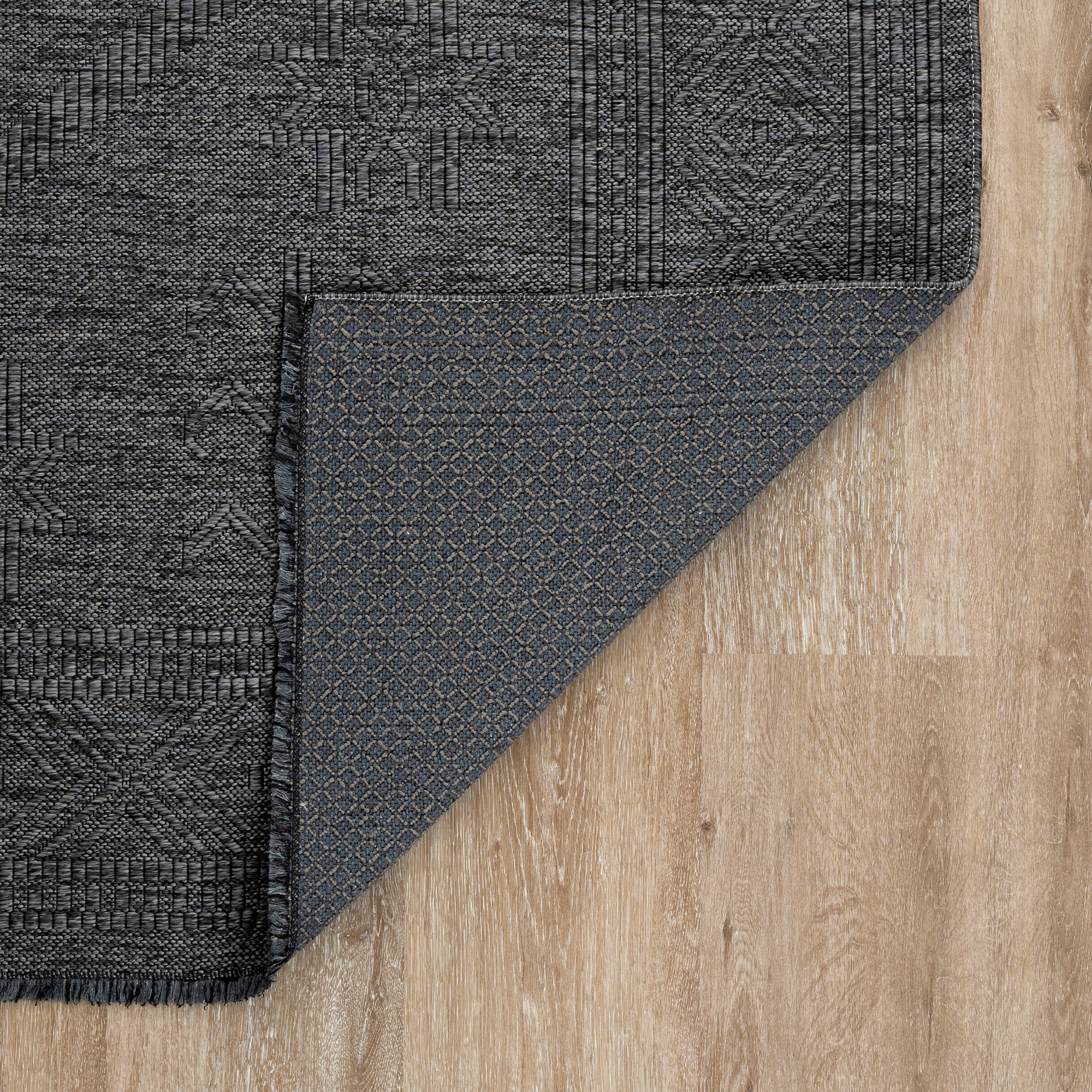 Alma Transitional 5' x 7' Dark Gray and Ash, Machine Washable Polyester & Cotton Indoor Area Rug