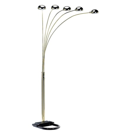 Witaxima 84" Gold Metal Floor Lamp with 5 Adjustable Arms, Polished Brass Finish Standing Light for Living Room