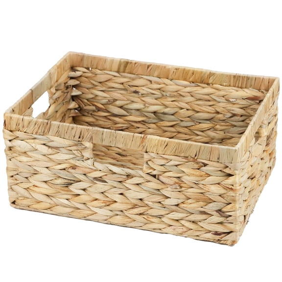Woven Water Hyacinth Storage Basket Natural 15"L x 11"W x 6 ¾"H Organizing Use