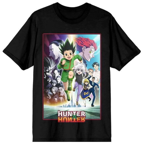 Hunter X Hunter Heroes And Villains Poster Art Men's Black T-shirt-Medium