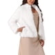 thumbnail image 4 of CHAQUETA CORTA DE FELPA PARA MUJERES CHIC 2024 CON MANGAS LARGAS DE PIEL SINTÉTICA Y BOLSILLOS, ABRIGO CÁLIDO DE INVIERNO M BLANCO, 4 of 5