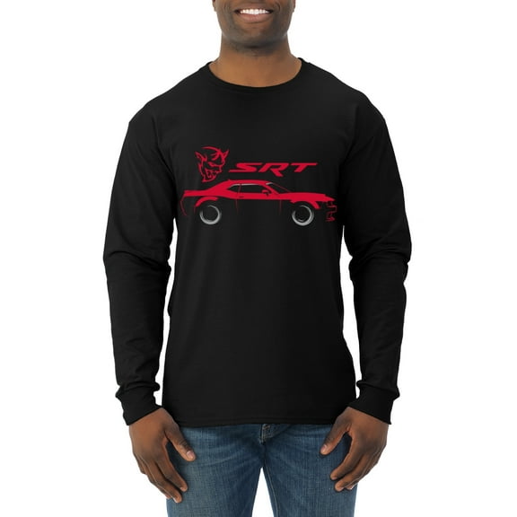 Wild Bobby, SRT Silhouette Street Racing Viper, Cars and Trucks, Men Long Sleeve Shirt, Black, Small