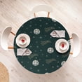 thumbnail image 3 of Ambesonne Stars Emoji Fitted Round Tablecloth, Stars Fractal Fun Faces, 40"- 44" Diameter, Dark Green Pale Khaki, 3 of 4