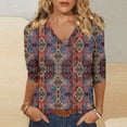 thumbnail image 2 of CONZONE Womens T-Shirts 3/4 Sleeve T Shirts for Women Casual V Neck Floral Graphic Lightweight Tees Soft Cozy Athletic Tops, 2 of 4