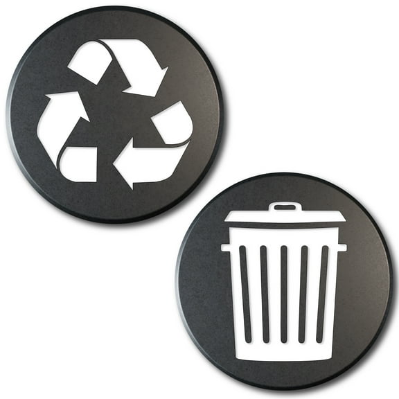 Recycle and Trash Logo Stickers (6 Pack)- Textures Design - for Metal or Plastic Garbage cans, containers and Bins - Indoor & Outdoor - Home or Office - Premium (Metal, Medium)