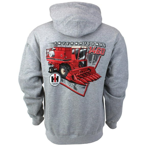 Adult International Harvester 1460 Combine Gray Hooded Sweatshirt, EXC-395