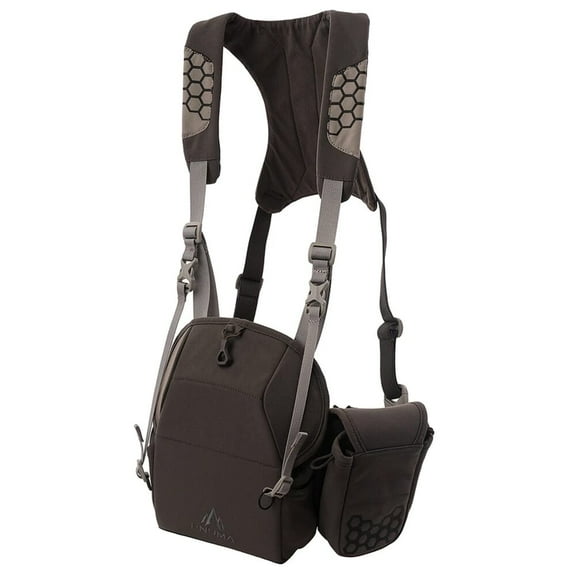 Pnuma Outdoors Bino & Tech Harness, Beluga, 500D Sporting Nylon, Waterproof, Magnetic Closure, Adjustable Straps, Includes Range Finder Pouch (P617B)