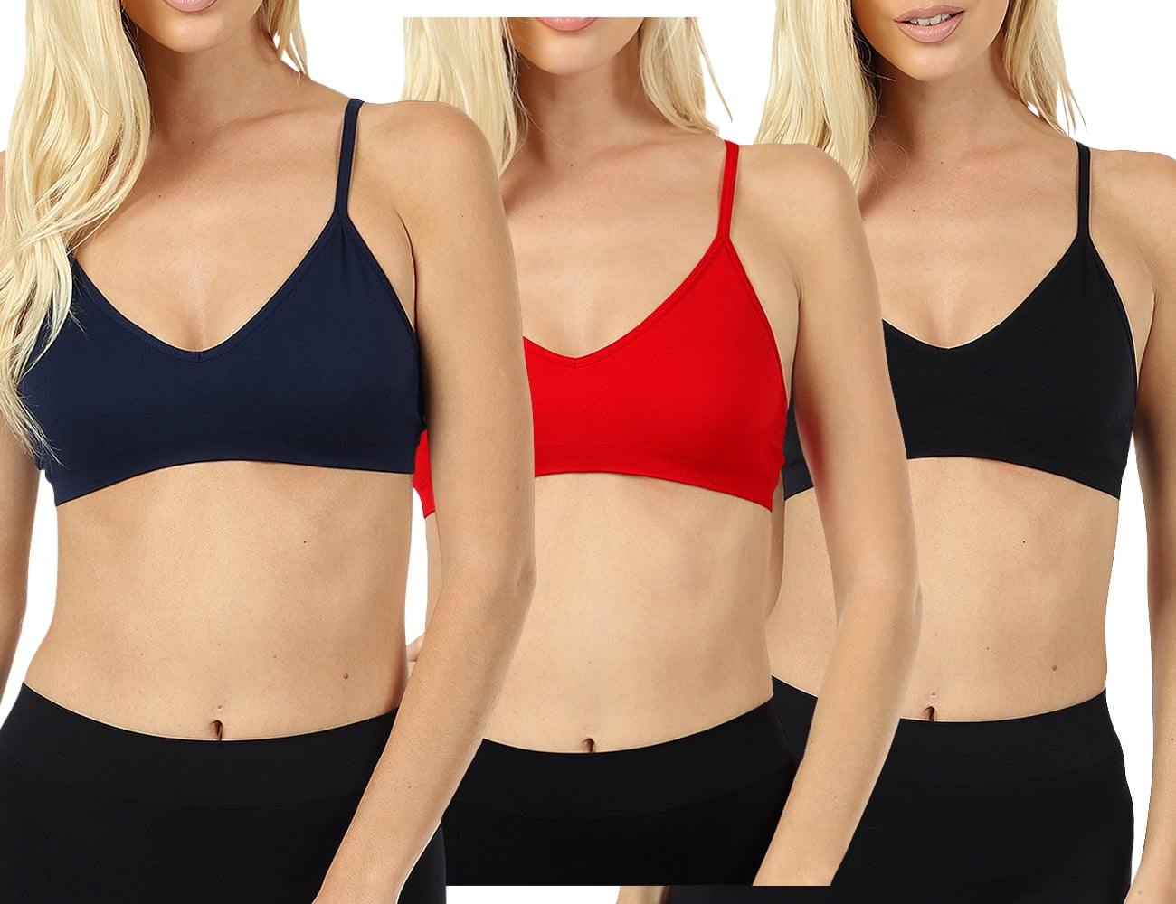 Women Vfront bandeau Sports Bra with adjustable straps and removable