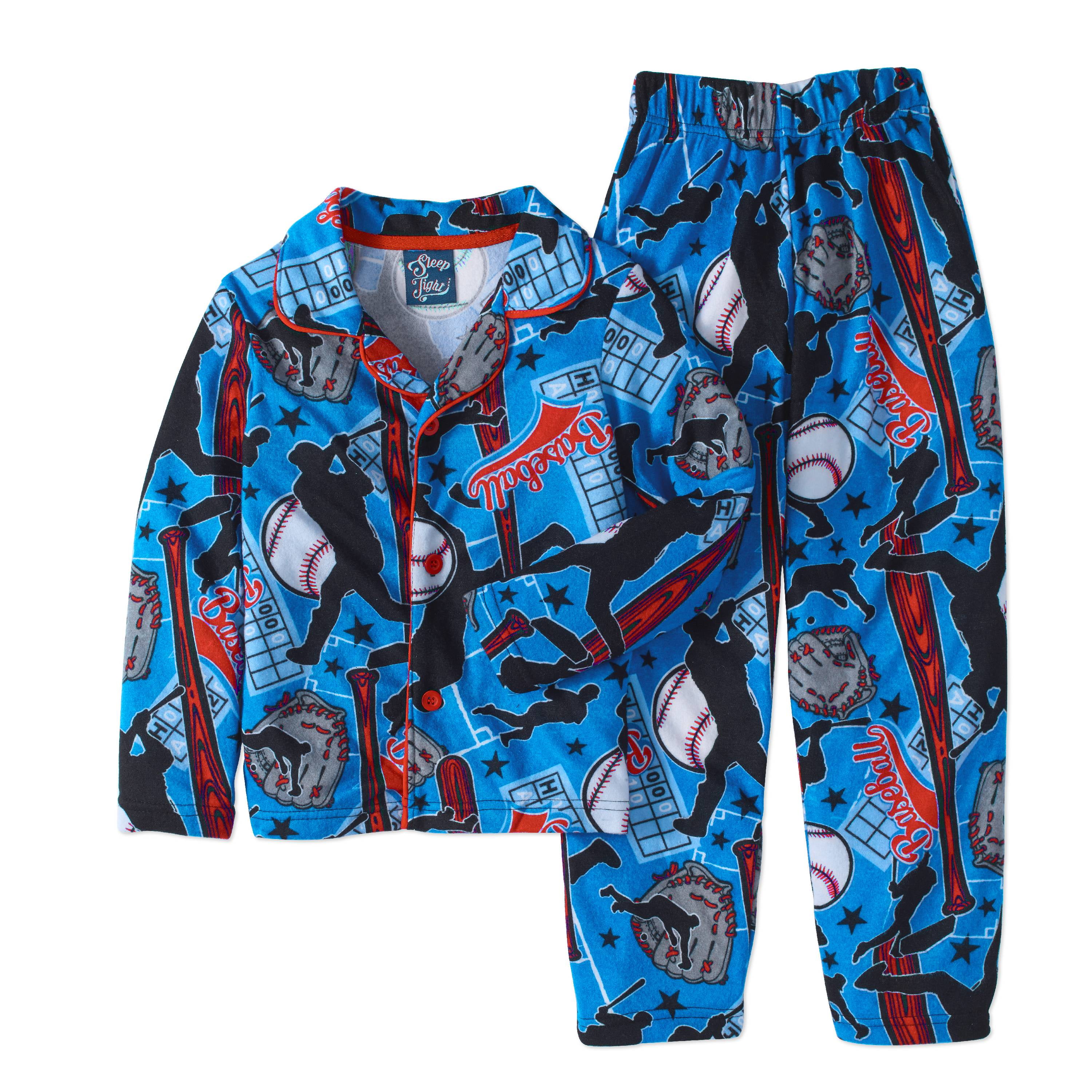 Sleep Tight Boys' Flannel Coat Style Pajama 2pc Sleepwear Set