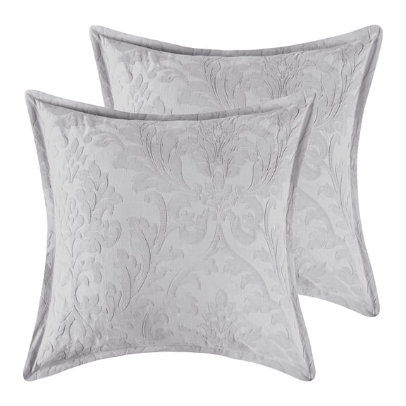 Levtex Home - Alessio Grey Euro Sham Set of 2 - Euro Shams (26x26in) - Textured Woven Design - Grey - Tie Closure - Flanged Edge - Cotton - Inserts Not Included