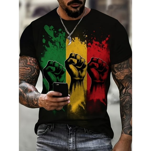 Men's Summer Tops Cotton Vintage Pattern Printed Classic Style Shirt Casual Short Sleeve Retro T Shirts Black XXL