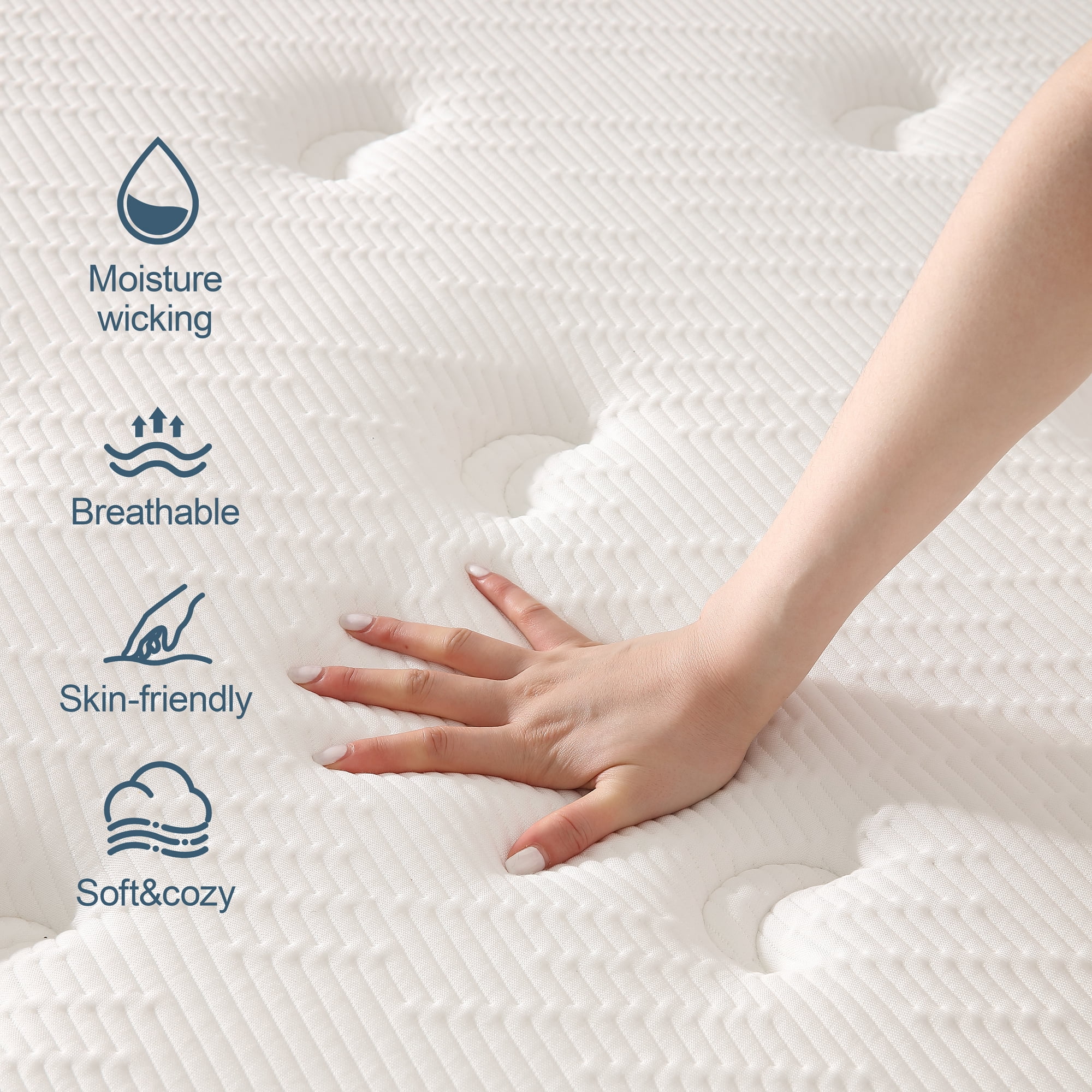 Surlunkeys 14 inch King Size Mattress in a Box, Gel Memory Foam Hybrid Mattress Medium Firm with Pocket Coils for Pressure Relief