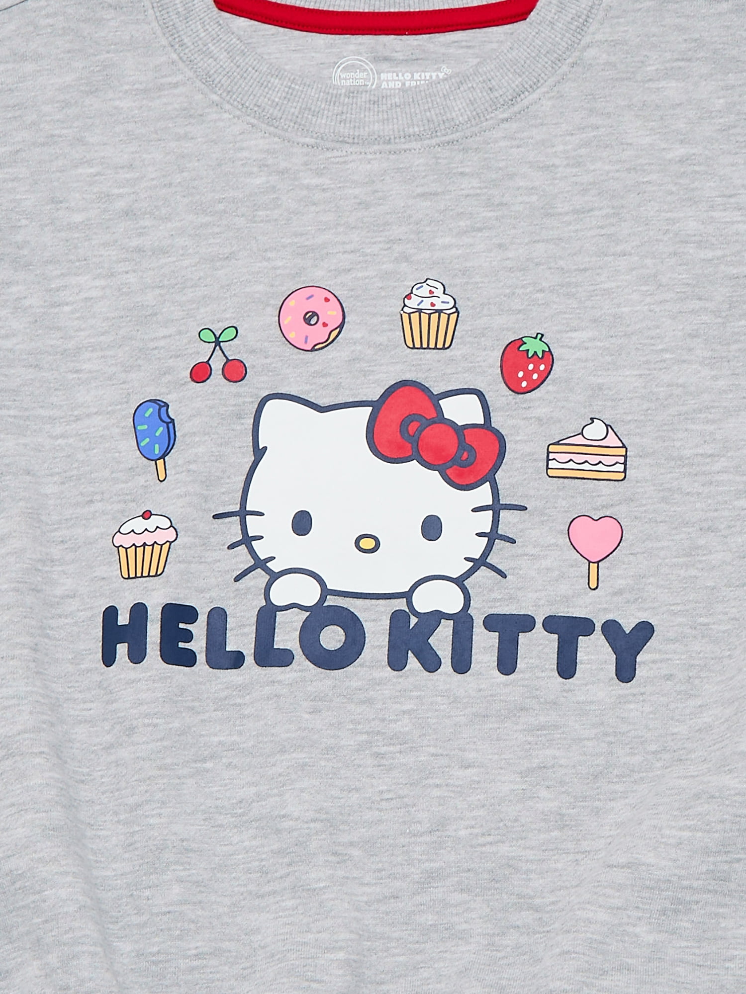 Wonder Nation Hello Kitty Girls Graphic Bubble Hem Top with Long Sleeves, Sizes 4-16