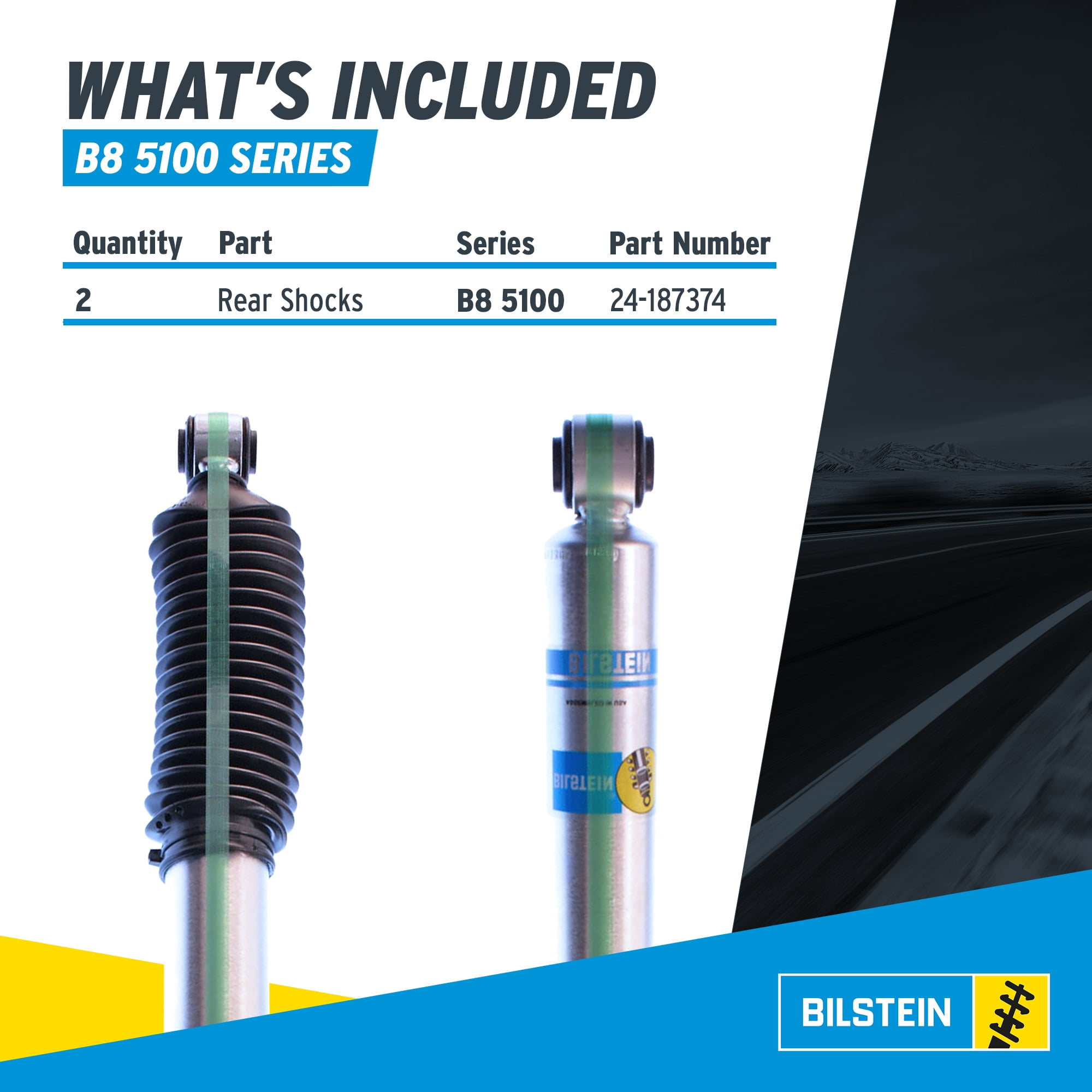 Bilstein Pair of Rear B8 5100 Series Shocks Compatible with 2009-2018 RAM 1500 w/o Air Suspension with 0-1" Rear Lift