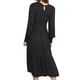 thumbnail image 2 of Vestidos largos de mujer Color sólido Casual una línea vestido de manga larga cuello redondo otoño Swing vestido de fiesta de vacaciones vestido de verano para damas, 2 of 3