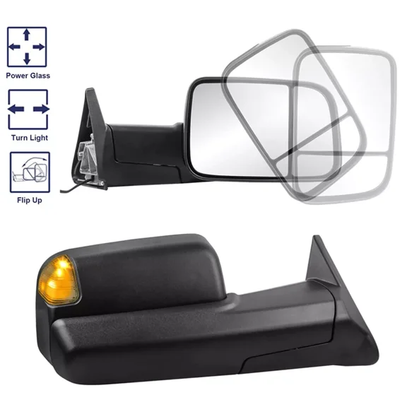 MOSTPLUS 2PCS Tow Mirrors for 1994-1997 Dodge Ram 1500 2500 3500 w/ LED Turn Light