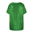 thumbnail image 5 of Olyvenn Plus Size Sequin Tops for Women Elegant Evening Sparkle Sequin Dressy Flowy Shirts V Neck Short Sleeve Loose Blouse Green L, 5 of 6