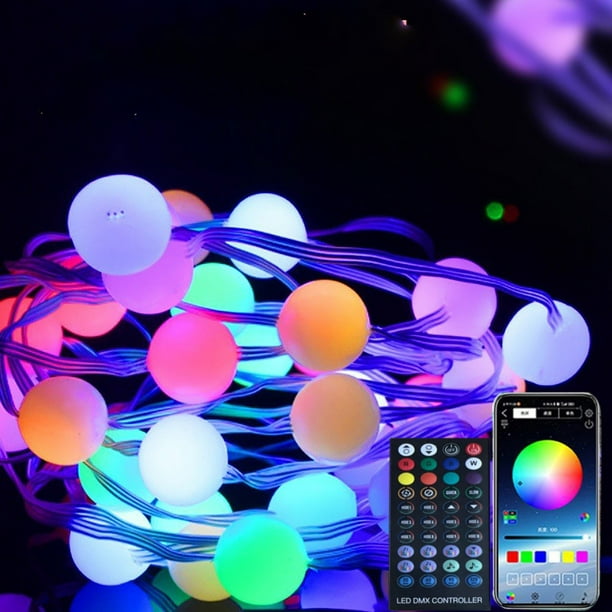 Luces LED, poste de luz, 200 pulgadas, 50 luces LED impermeables, alimentadas por USB, coloridas, control remoto por aplicación, múltiples modos, para decoración de interiores y exteriores, árbol de N