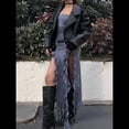 thumbnail image 4 of Vestido de Fiesta Elegante de Verano para Mujer, Sin Tirantes, Tubo, Midi, Ajustado, con Volantes Irregulares y Borlas Azul L, 4 of 7