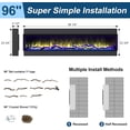 thumbnail image 2 of Cosmopolitan Fireplaces Phoenix Univue Series 96-inch Built-in Electric Fireplace with Realistic Flames, Low Noise 1500/750 Watt Fireplace Heater, 2 of 5