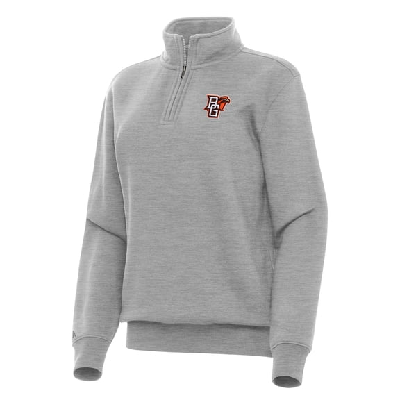 Women's Antigua Heather Gray Bowling Green St. Falcons Victory Quarter-Zip Sweatshirt