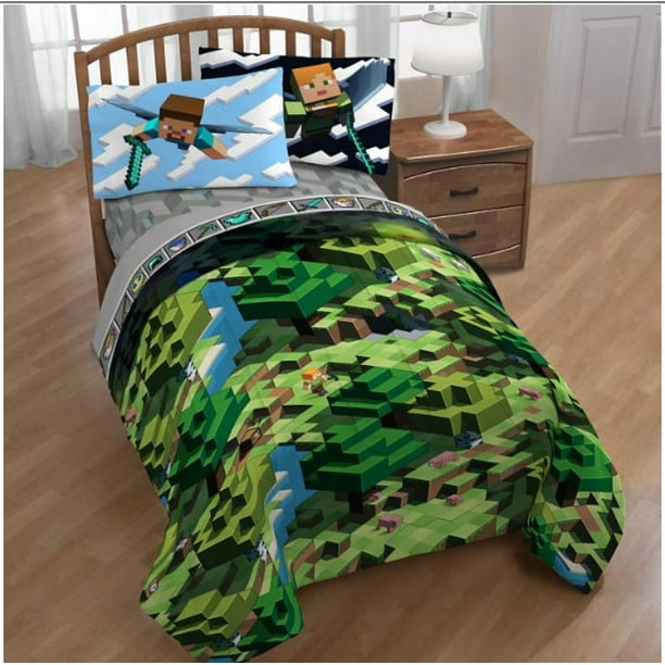 Minecraft Builders Boys Queen Comforter Sheets And Bonus Shams 7 Piece Bed In A Bag Com - Queen Size Minecraft Bedding Minecraft Builders Boys Queen Comforter Sheets And Bonus Shams 7 Piece Bed In A Bag Com - Queen Size Minecraft Bedding
