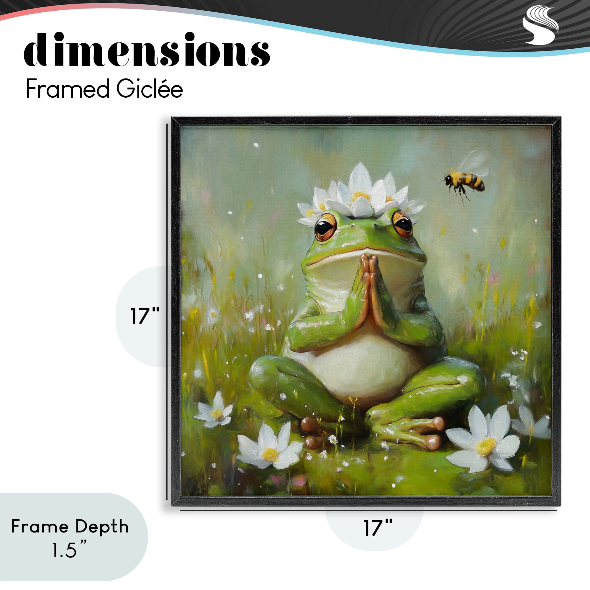 Stupell Industries Buddha Bullfrog Meditation Black Framed Giclee Art, design by Tina LeCour