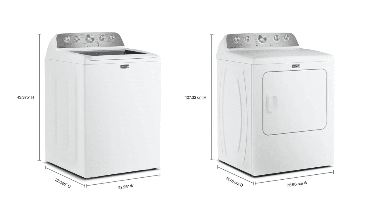 Maytag White Top Load High Efficiency 4.8 Cu. Ft. Washer/7.0 Cu. Ft. Electric Dryer Laundry Pair