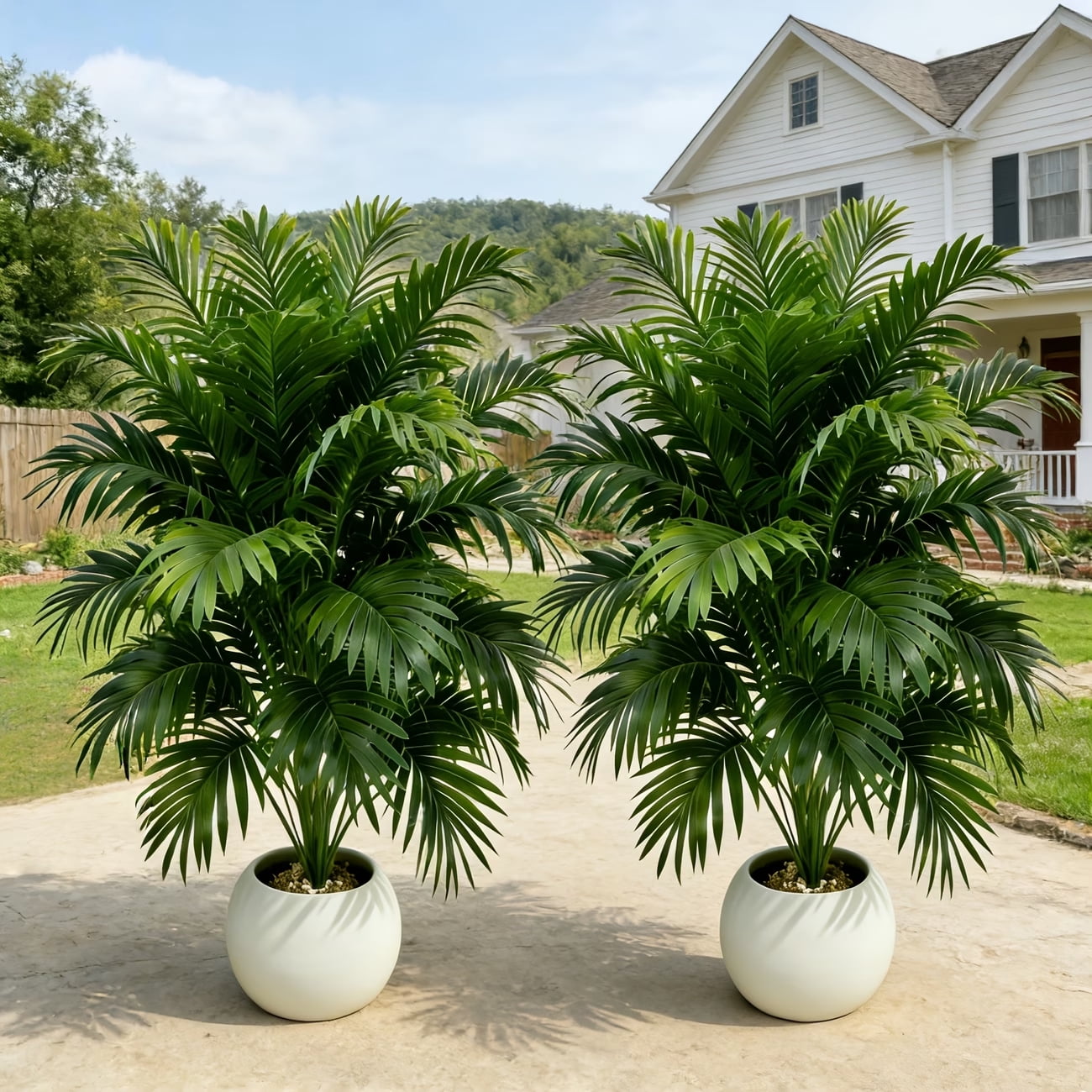 2 Pack Artificial Palm Trees, UV Resistant Fake Tropical Plant, Faux Greenery for Indoor Outdoor Home Patio Pool Garden Decoration