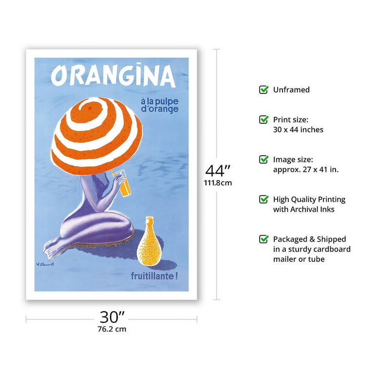 Orangina - Orange Sparkling Soda! - Vintage Advertising Poster by