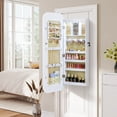 thumbnail image 4 of Gymax 6 LEDs Mirror Jewelry Cabinet w/Full-Length Rounded MirrorStorage Shelves Hooks White, 4 of 9