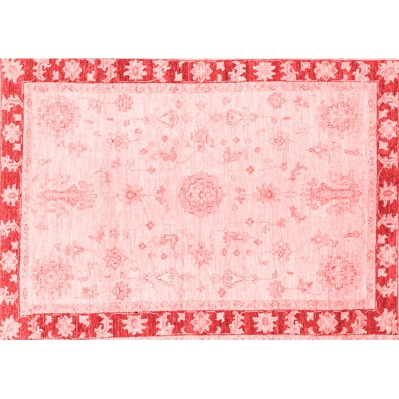 Ahgly Company Machine Washable Indoor Rectangle Abstract Red Modern Area Rugs, 4' x 6'