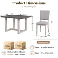 thumbnail image 6 of Leovanni 48inch Rectangle Dining Table Set for 4 Modern Solid Wood 5-Piece Kitchen & Dining Room Set with Upholstered Chairs Pedestal Base, Gray, 6 of 8