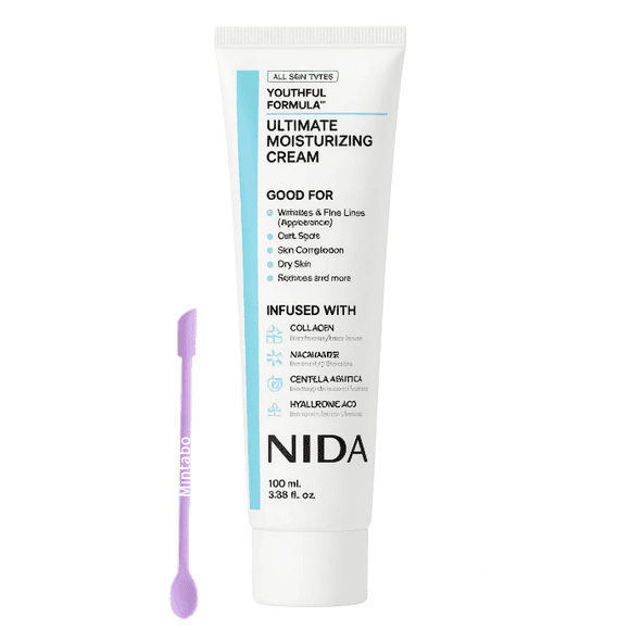 Facial Moisturizing Cream with Botanical Extracts | Daily Skin Care | 3.38 fl oz + Cosmetic Spatula, Makeup Organizers