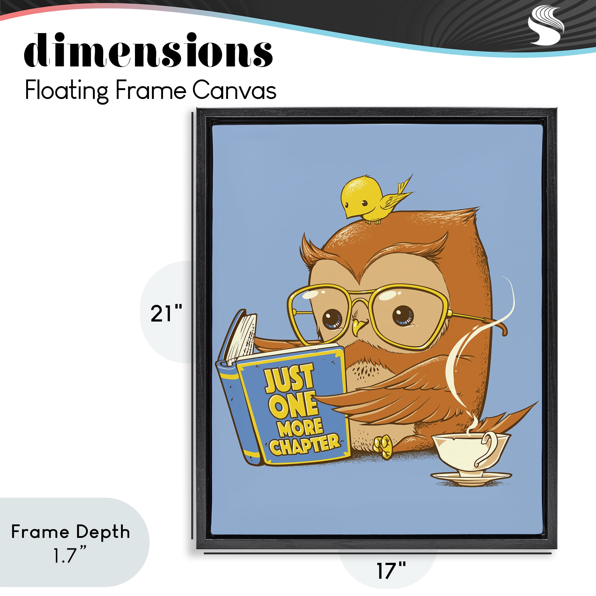 Stupell Industries One More Chapter Owl Black Framed Floater Canvas Wall Art, design by Tobe Fonseca